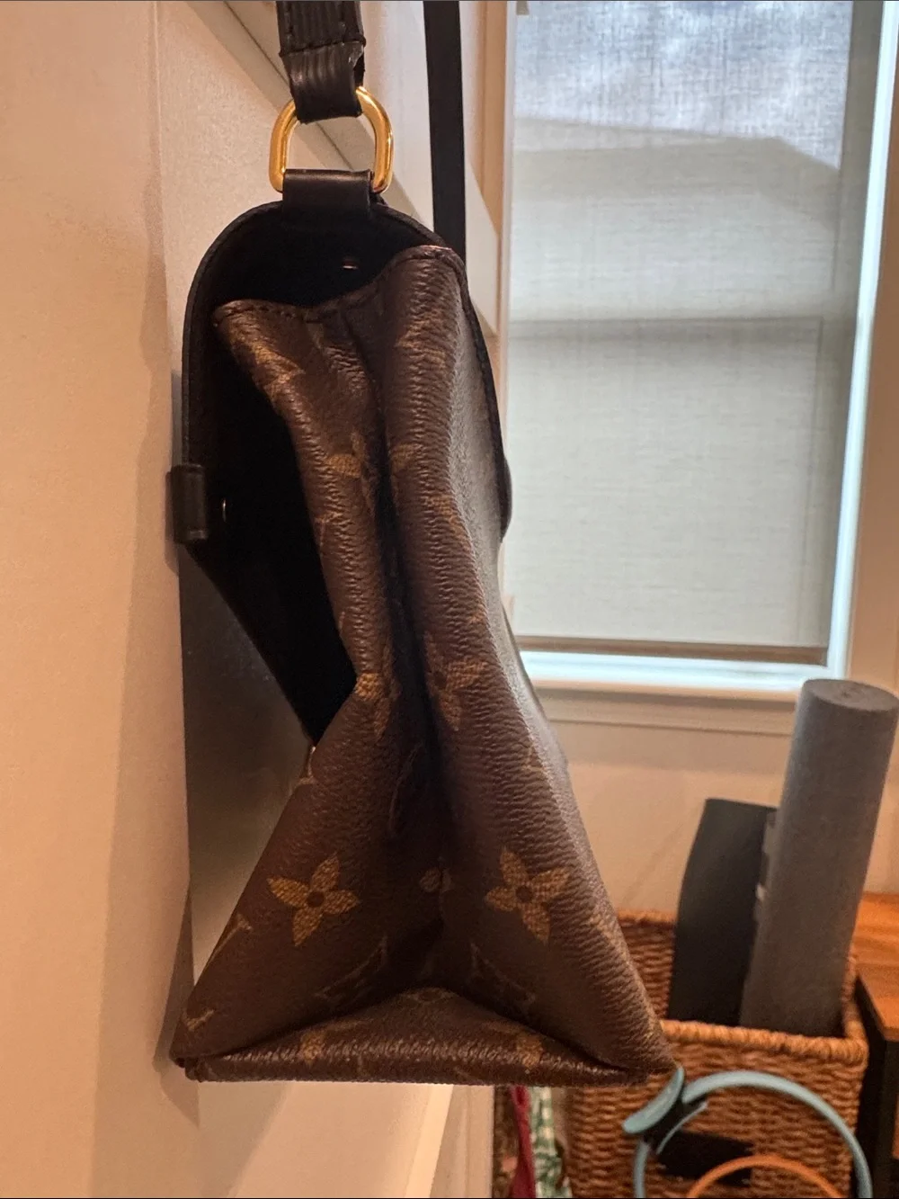 Louis Vuitton Brown Monogram Crossbody with Black Flap and Gold Hardware